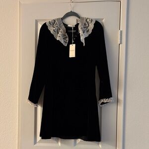 Doen Black Long Sleeve Dress with White Lace